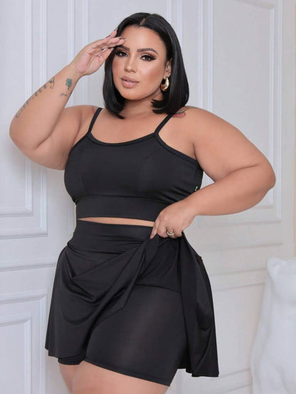 Conjunto Plus Size Zero Transparência com Short Saia
