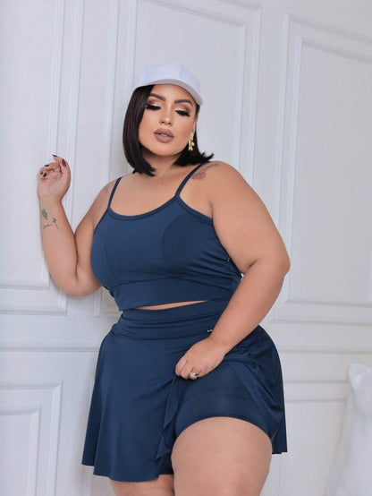 Conjunto Plus Size Zero Transparência com Short Saia