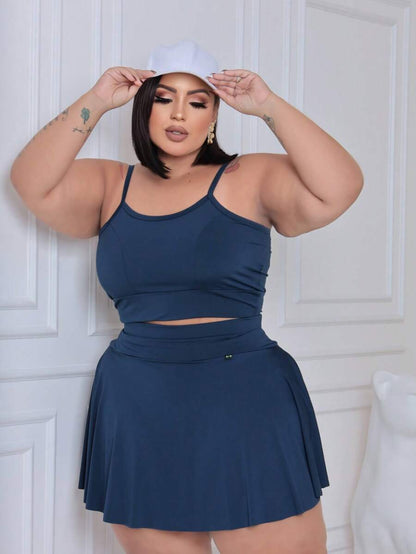 Conjunto Plus Size Zero Transparência com Short Saia