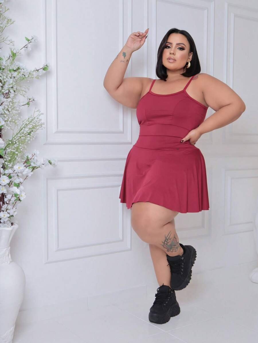 Conjunto Plus Size Zero Transparência com Short Saia