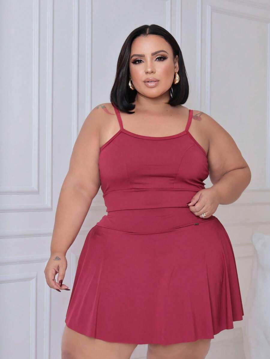 Conjunto Plus Size Zero Transparência com Short Saia
