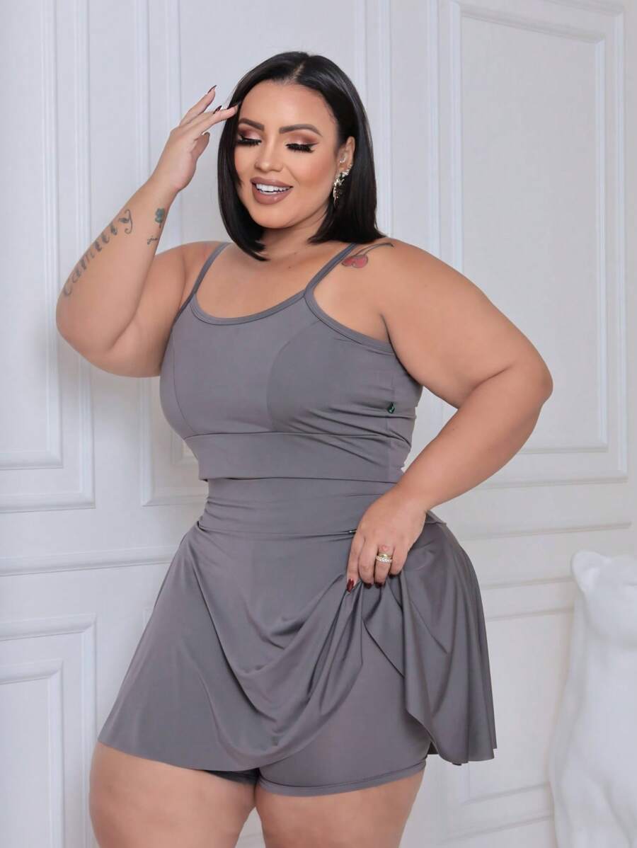 Conjunto Plus Size Zero Transparência com Short Saia