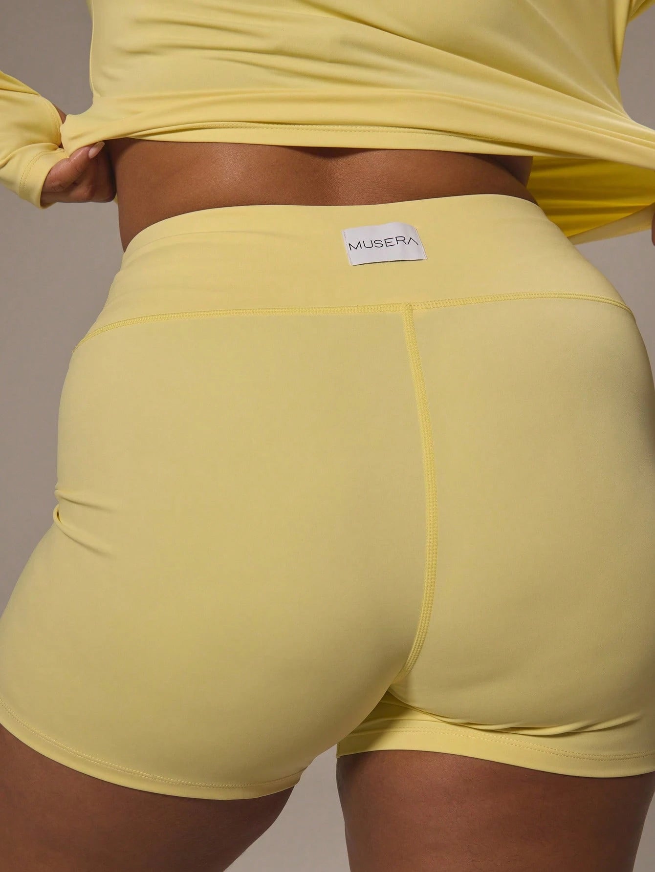 MUSERA Shorts Esportivos Curtos de Mola com Marca de Alta Cintura Plus para Primavera Verão Férias, Academia, Atividade Física, Esporte Casual