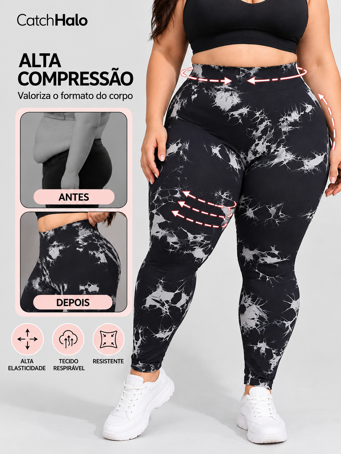 Legging Plus Size Cintura Alta Sem Costura