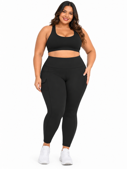 Legging Plus Size Cintura Alta com Bolso Lateral