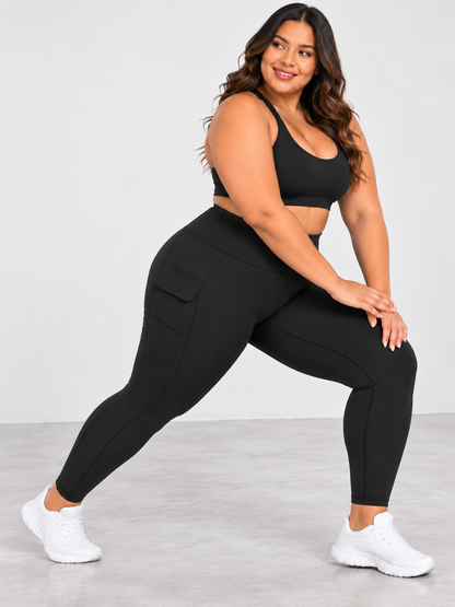 Legging Plus Size Cintura Alta com Bolso Lateral
