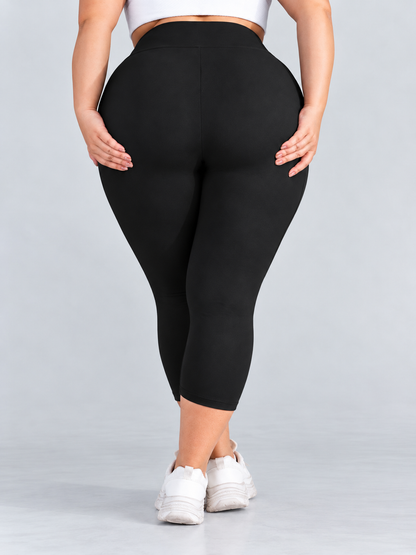 Legging Capri Plus Size Cintura Alta com Bolsos