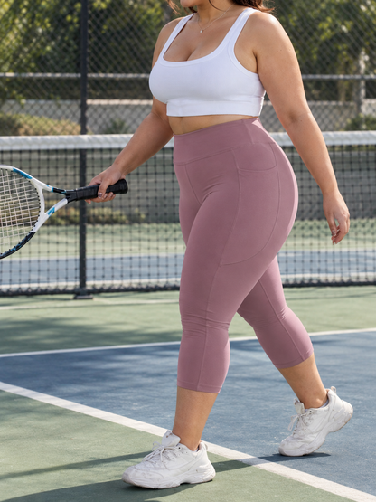 Legging Capri Plus Size Cintura Alta com Bolsos